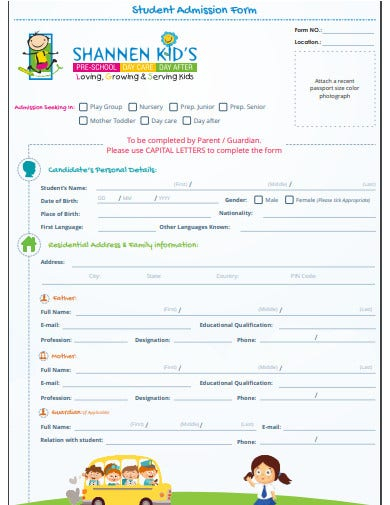 23 School Admission Form Templates In DOC PDF