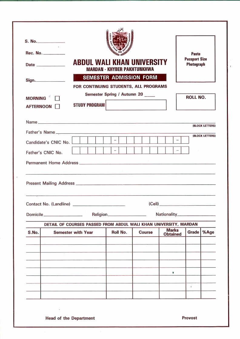 Abdul Wali Khan University Mardan Notification From Provost Regarding