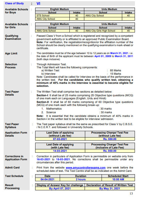 AMU School Admission 2023 24 Class 1 6 9 11 Apply Online Till Last Date