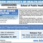 BS Nutrition Admission Open In Dow University Karachi Dr Sanjay OM