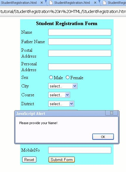 College Admission Form Design In Html Admission Form