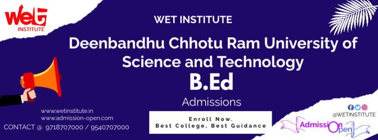 DCRUST BEd Admission 2022 MDU B Ed Admissions Open