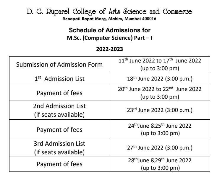 Dg Ruparel College Online Admission Form Admission Form