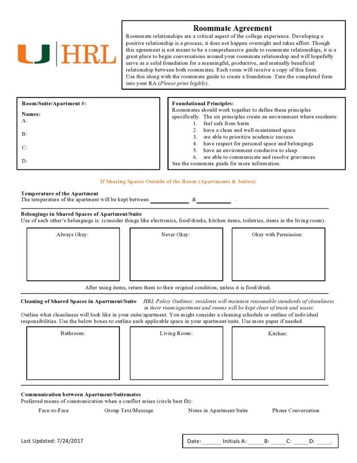 Download Roommate Agreement Template 30 Roommate Agreement Roommate