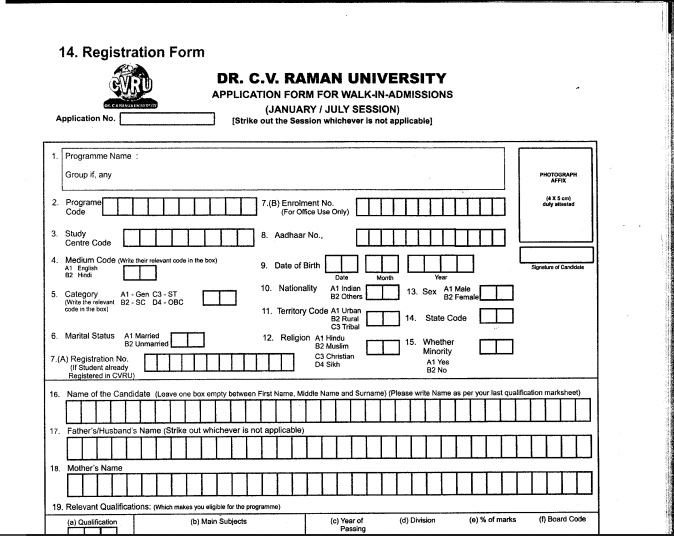 Dr C V Raman University Admission 2022 23 CVRU Eligibility