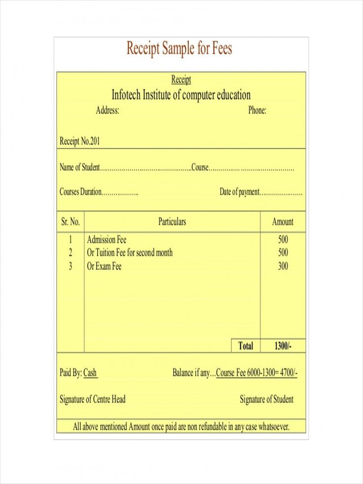 Explore Our Sample Of School Tuition Receipt Template Receipt