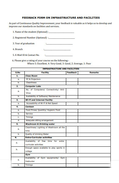 FREE 30 Student Feedback Forms In PDF MS Word