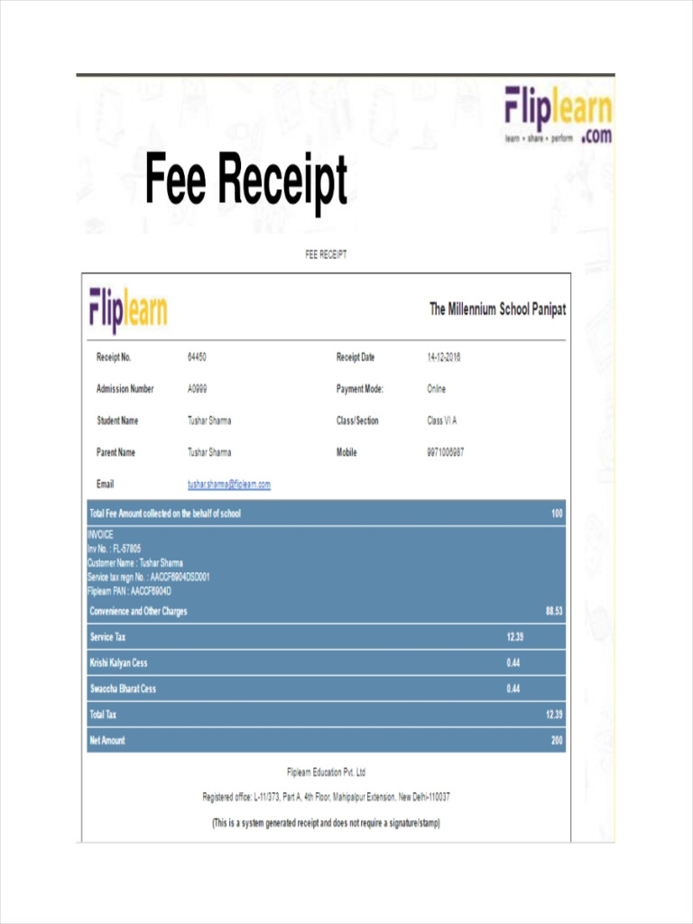 FREE 6 School Receipt Examples Samples In PDF Examples