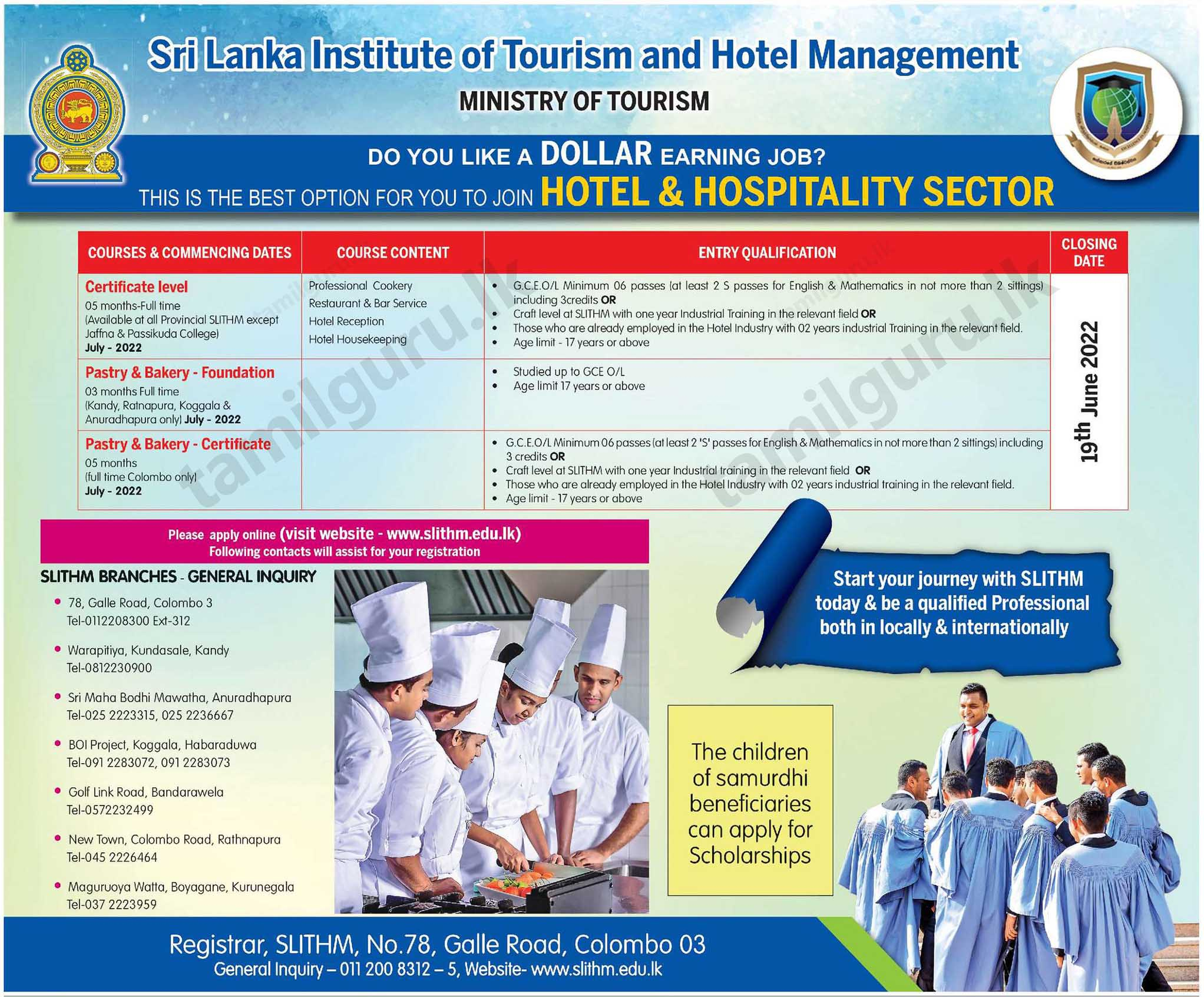 Hotel Management Courses 2022 05 22 SLITHM Apply Online