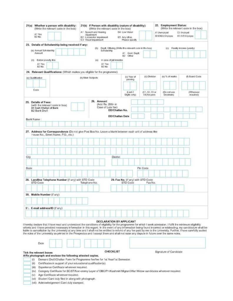 Indira Gandhi National Open University Application Form 2020 2021 