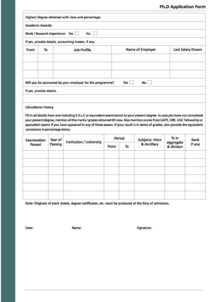 shivaji university phd application form