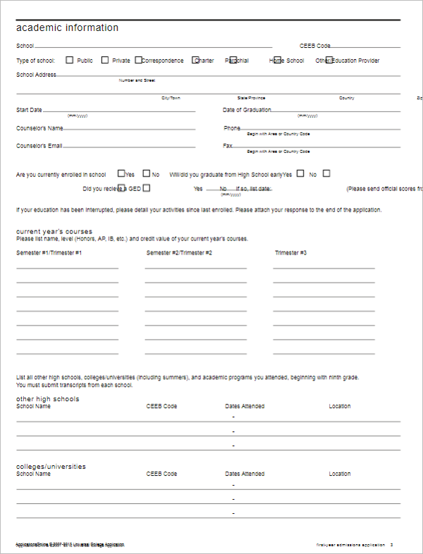 Life University Admissions Forms Admission Form