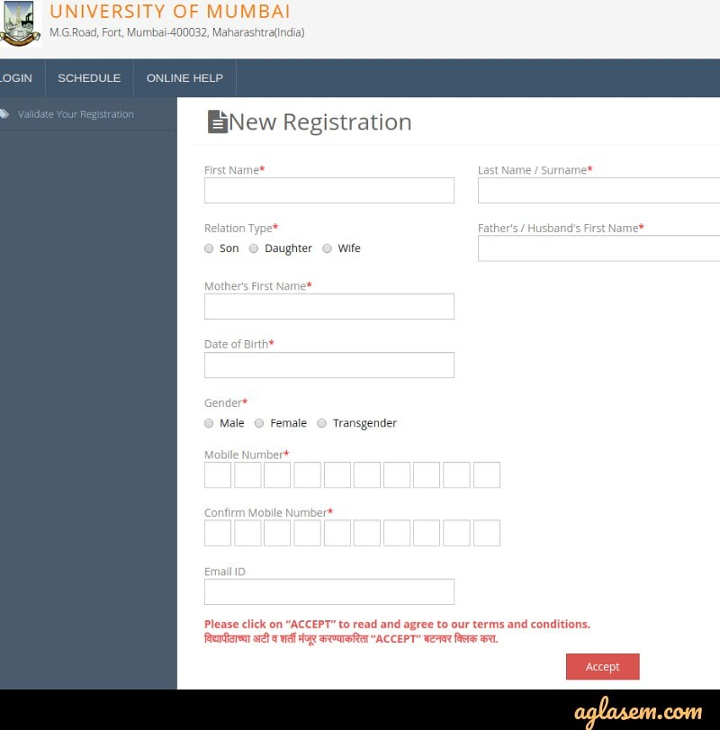 Mumbai University Pre Admission Online Registration Form 2023