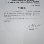 Notice For Internal Exam Of Fresh Repeater Students Of First Year N