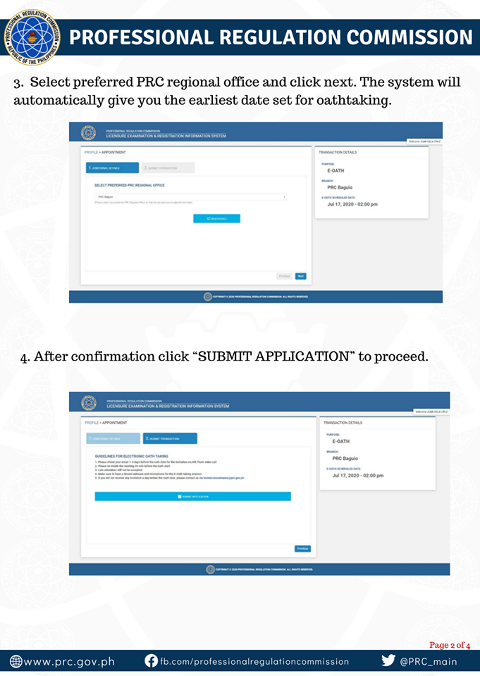 PRC Online Application For Oathtaking Step By Step Procedure News to gov