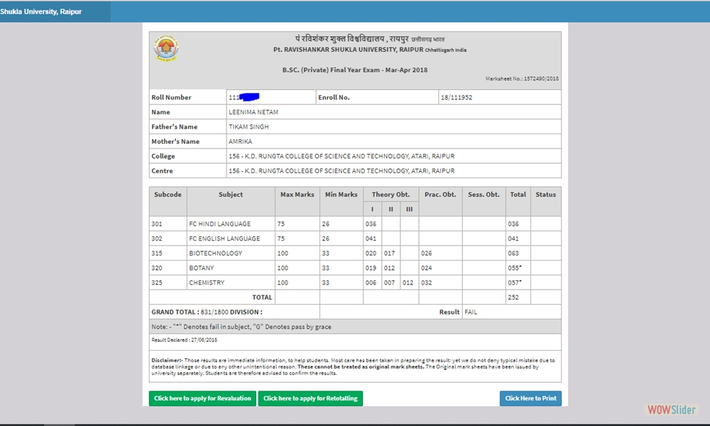 Pt Ravishankar Shukla University Raipur