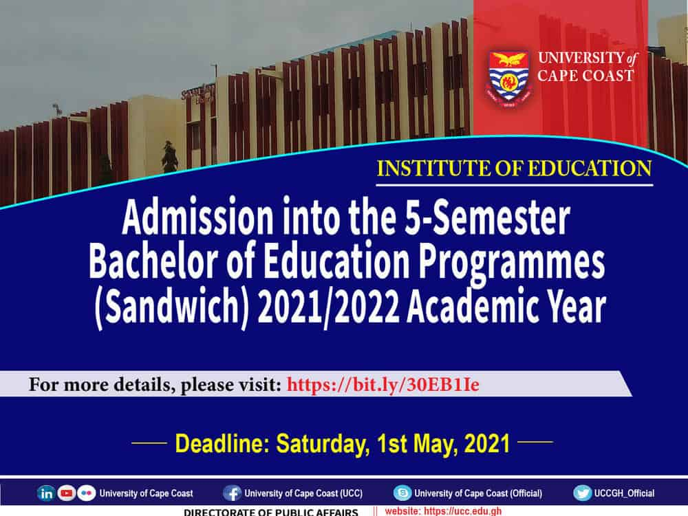 UCC 5 Semester Bachelor Of Education Sandwich Programmes Admission