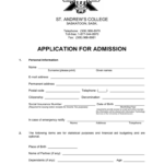 APPLICATION FOR ADMISSION ST ANDREW S COLLEGE