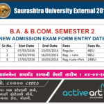 B A B Com Sem 2 Admission Exam Form Date External Saurashtra