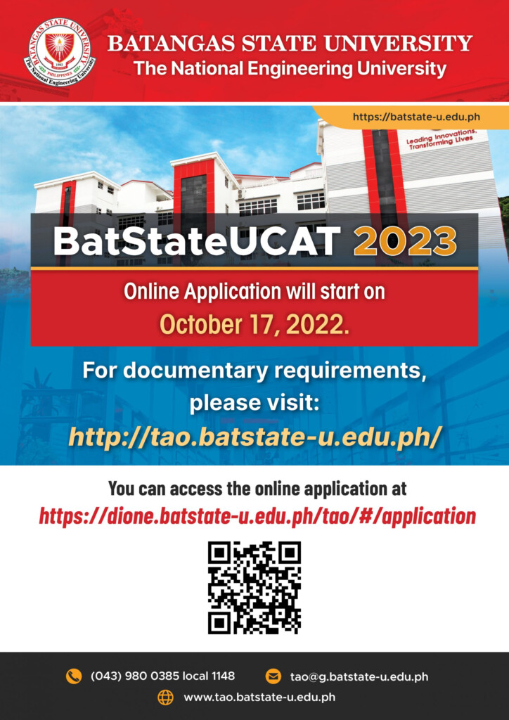 BatStateUCAT 2023 Online Application Opens On October 17 2022 