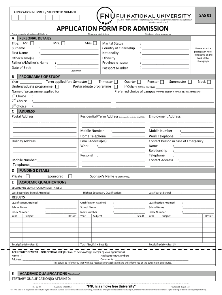 Fnu Application Fill Online Printable Fillable Blank PdfFiller