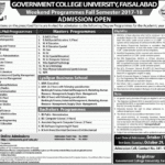 GC University Faisalabad Weekend Programs 2017 Admission Form Last