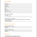 Gym New Member Registration PDF Free Printable PDF Download