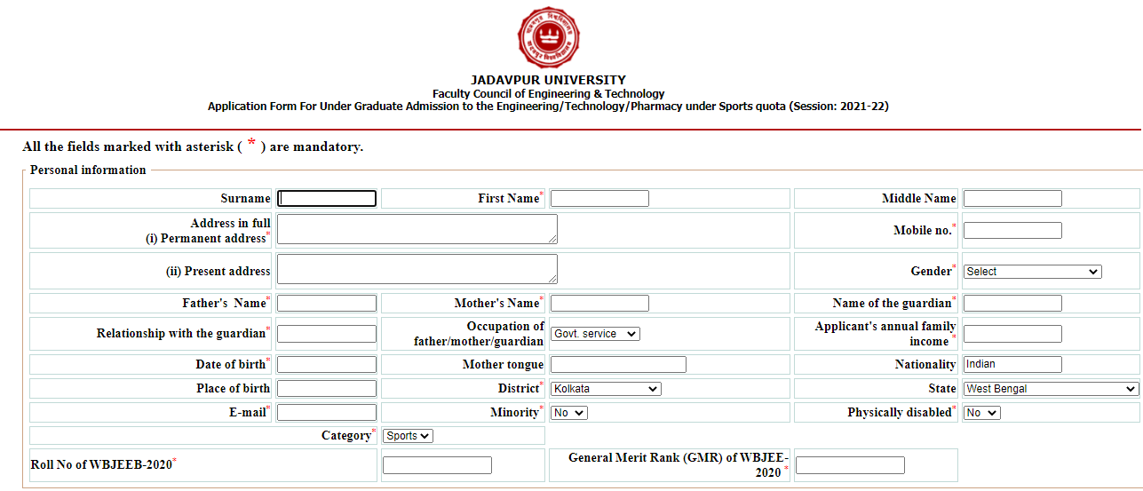 Jadavpur University Admission 2022 23 UG PG Application Form Last Date