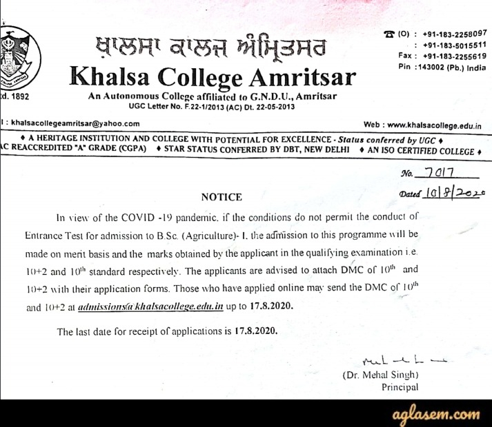 Online Admission Form Khalsa College Admission Form