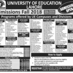 University Of Education Lahore Fall Admission 2018 BS Form Download