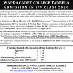 WAPDA Cadet College Tarbela Admission 2019 Form Last Date