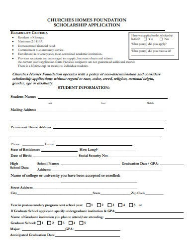 10 Church Scholarship Application Templates In PDF DOC Free