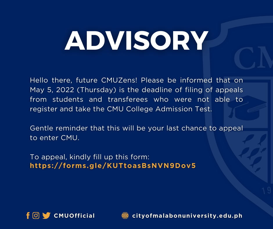 ADVISORY 2022 10 Freshman And Transferee Appeal For Admission AY 2022