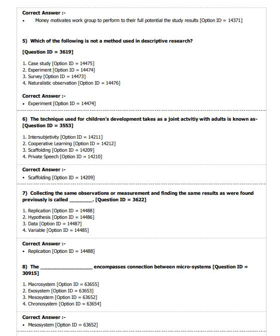 Delhi University MA Psychology Entrance Exam Question Paper 2022 2023