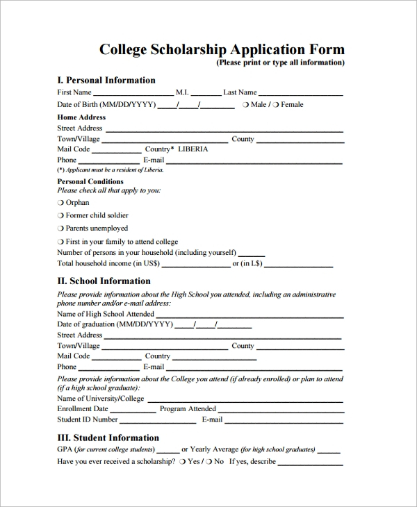 FREE 10 Sample Scholarship Forms In PDF MS Word