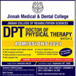 Jinnah Medical Dental College Admissions In DPT 2020 Private