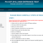 Panjab University Admission Form 2021 Released PUCET UG PG Apply