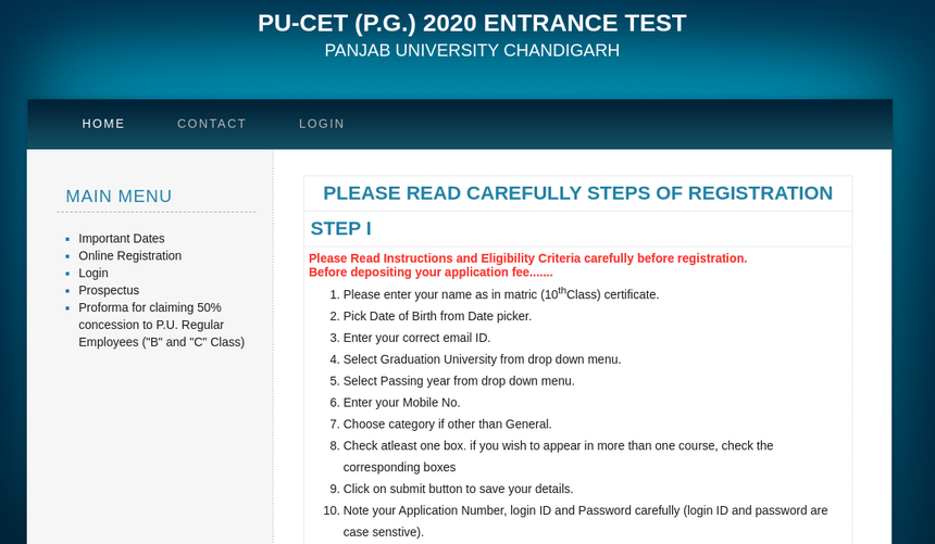 Panjab University Admission Form 2021 Released PUCET UG PG Apply