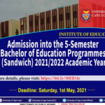 UCC 5 Semester Bachelor Of Education Sandwich Programmes Admission