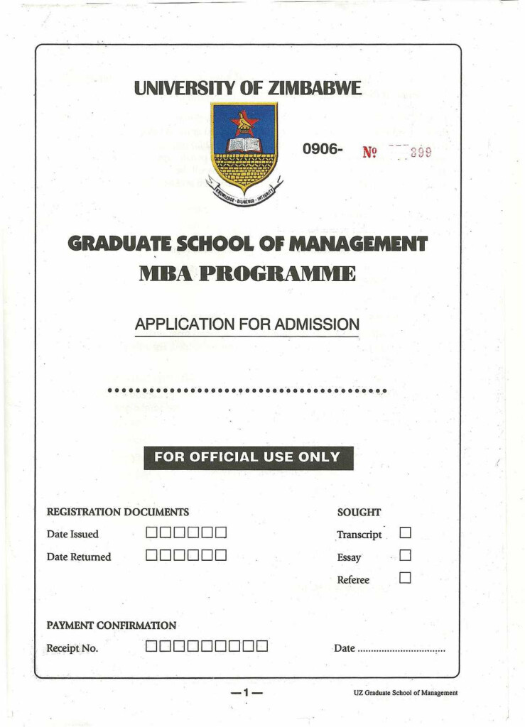 UZ MBA Application Form 2020 2021 Student Forum