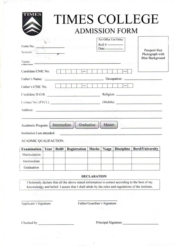 Admission Forms Times College