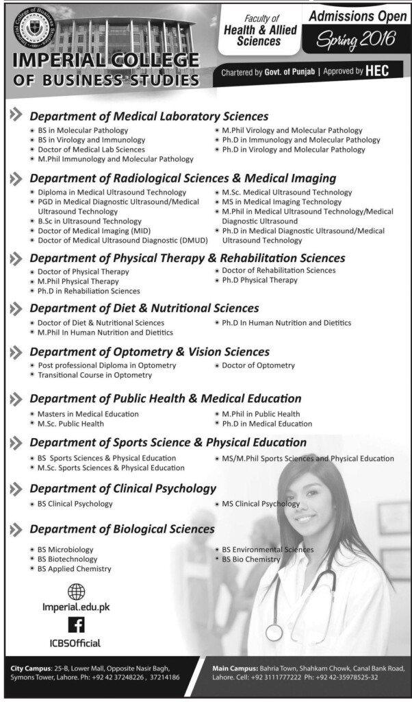 Imperial College Lahore Admission Form Admission Form