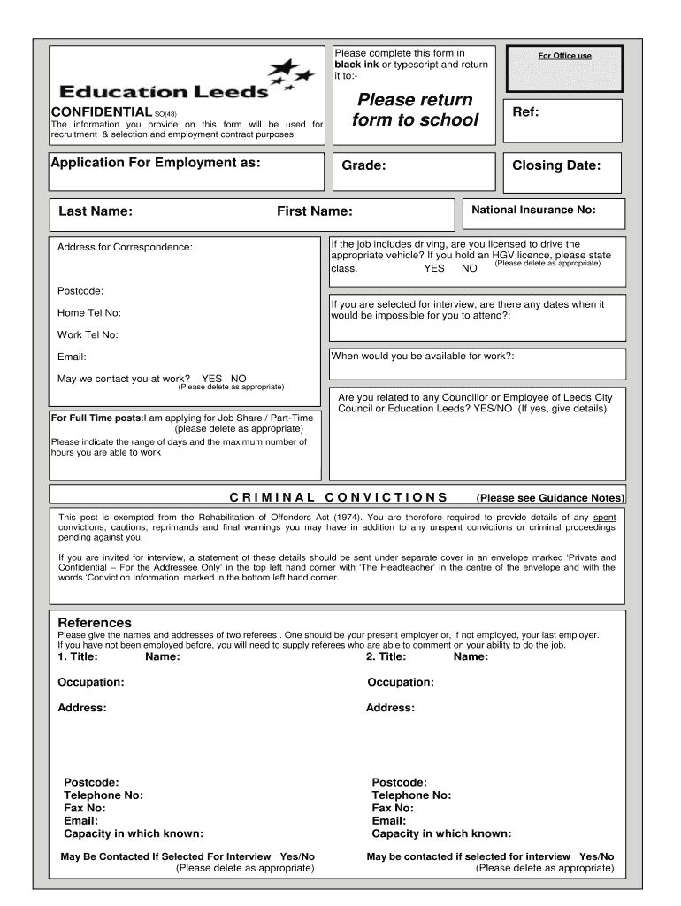 Leeds City Council Job Application Form Fill Out Sign Online DocHub