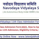 Navodaya Vidyalaya 11th Class Admission Form 2023 XIth Class