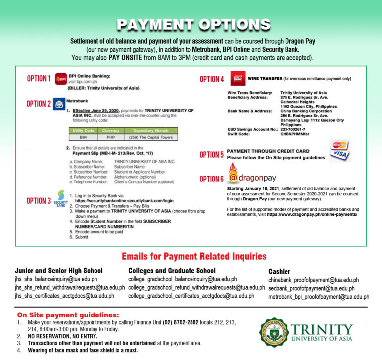 Trinity University Of Asia Admission Form Admission Form