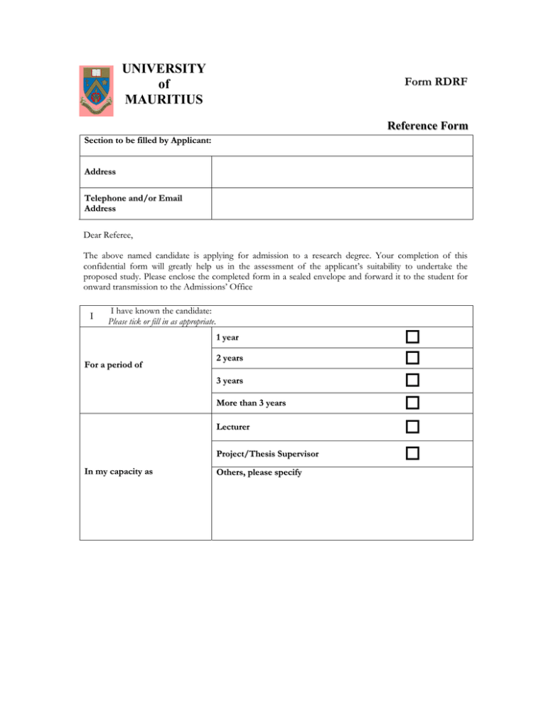 University Of Mauritius Admission Form Admission Form