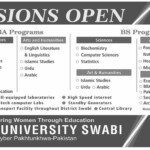 Women University Swabi BS MA MSc MBA Admission 2022 Result pk