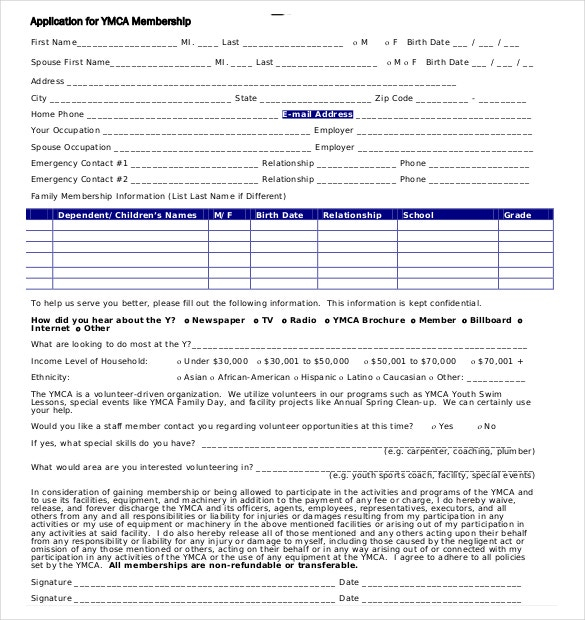 Ymca Admission Form 2023 Admission Form